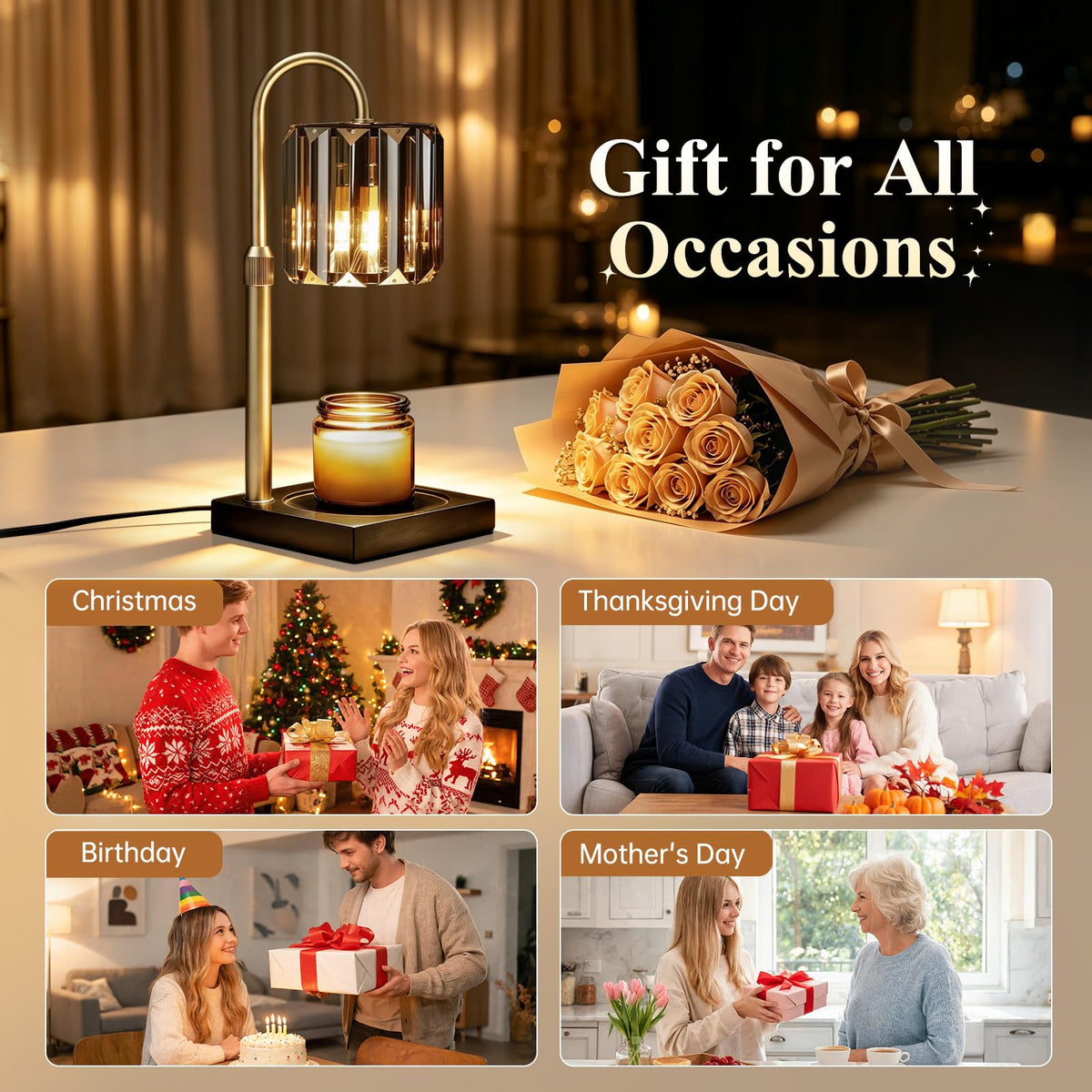 Black Dimmable Candle Warmer Lamp with Timer A59436