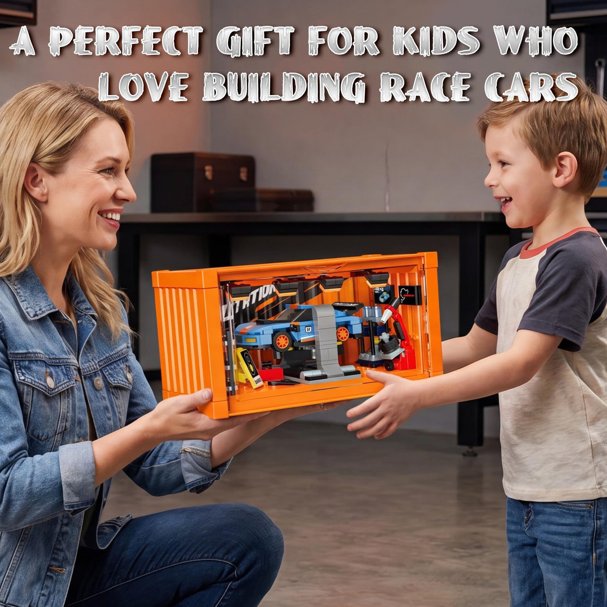Racing Car Building Toy Set with Container Box M380