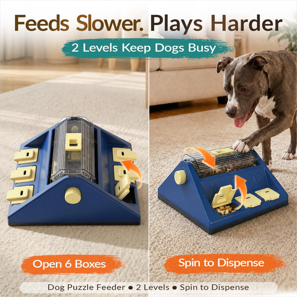 2-Level Dog Puzzle Toy Rotating Treat Dispenser K25697