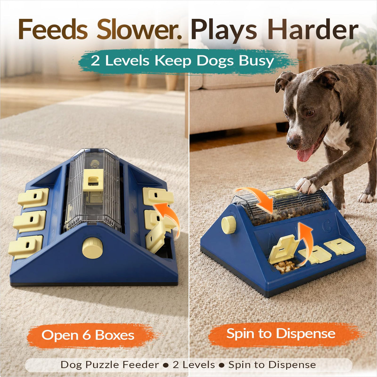 2-Level Dog Puzzle Toy Rotating Treat Dispenser K25697