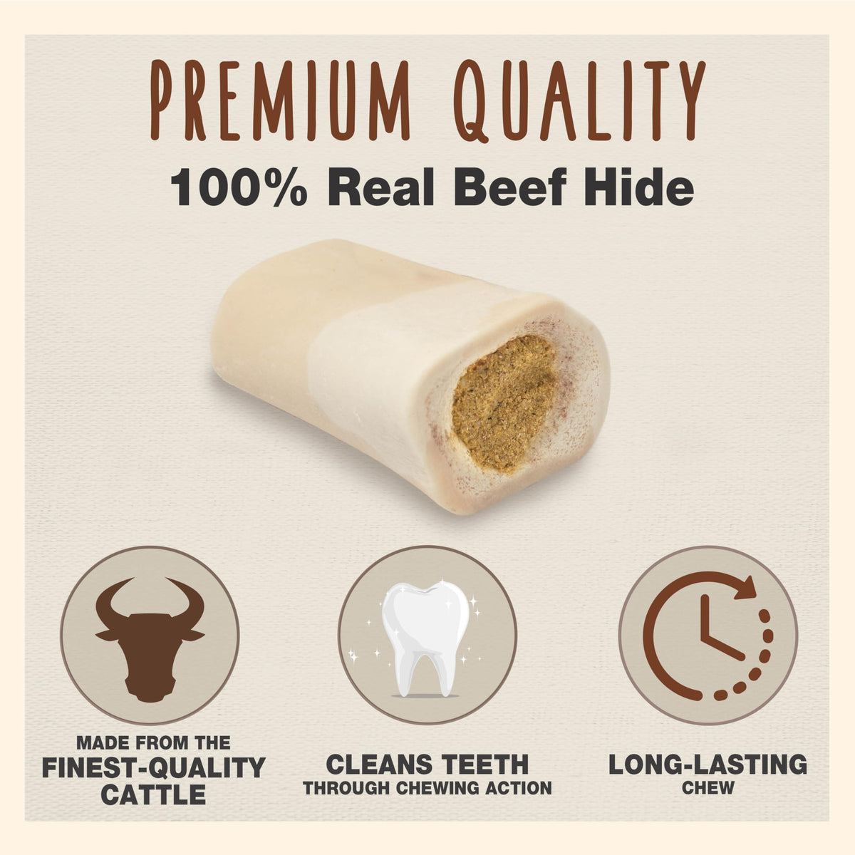 Peanut Butter Flavor Large Stuffed Shin Bones for Dogs B577350