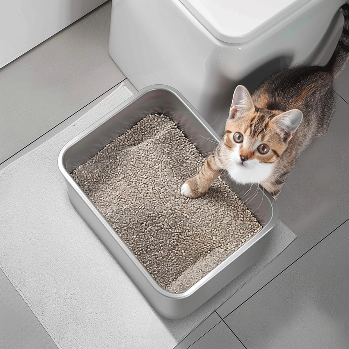 Large Stainless Steel Cat Litter Box E69437