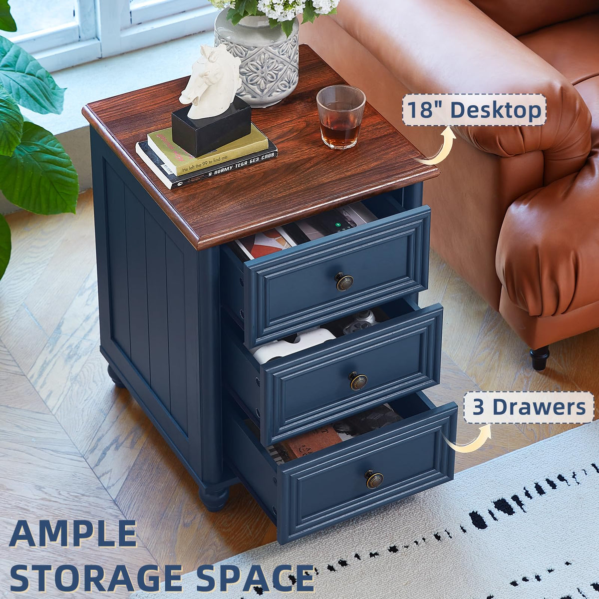 18" Night Stand with 3 Drawers O328