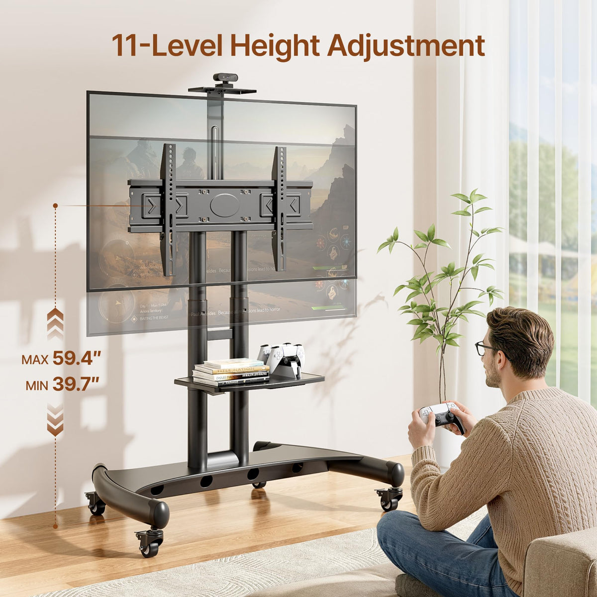 Rolling TV Stand with Shelf for 32-83" TV N644923