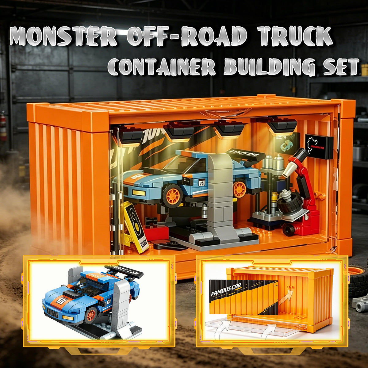 Racing Car Building Toy Set with Container Box M380