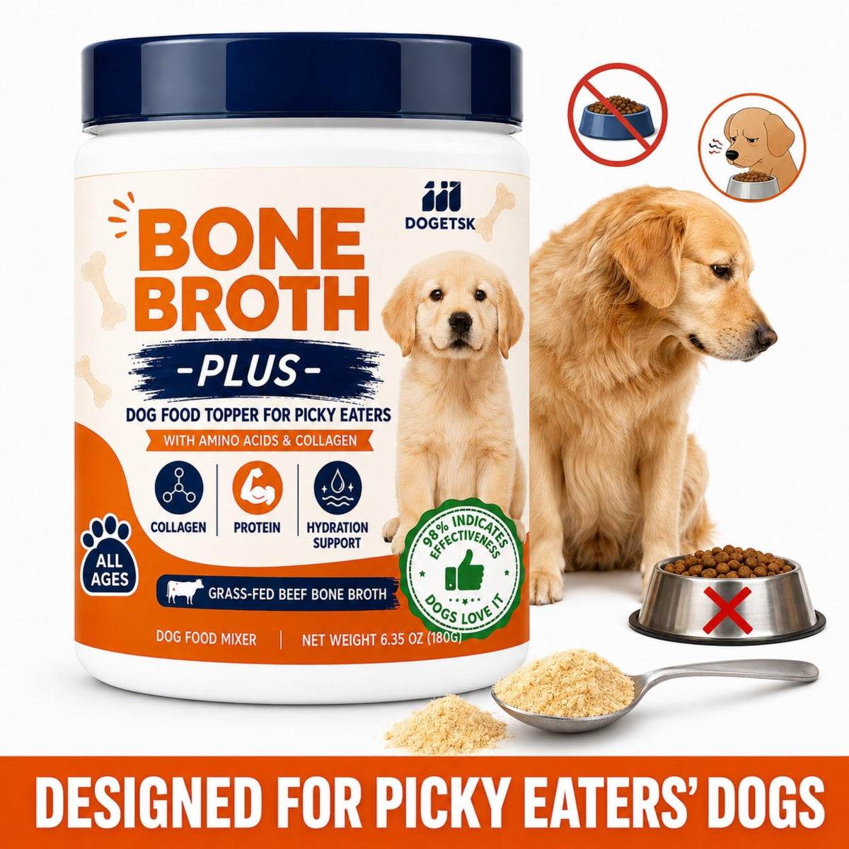 Beef Bone Soup Dog Supplement with Collagen and Protein D6401