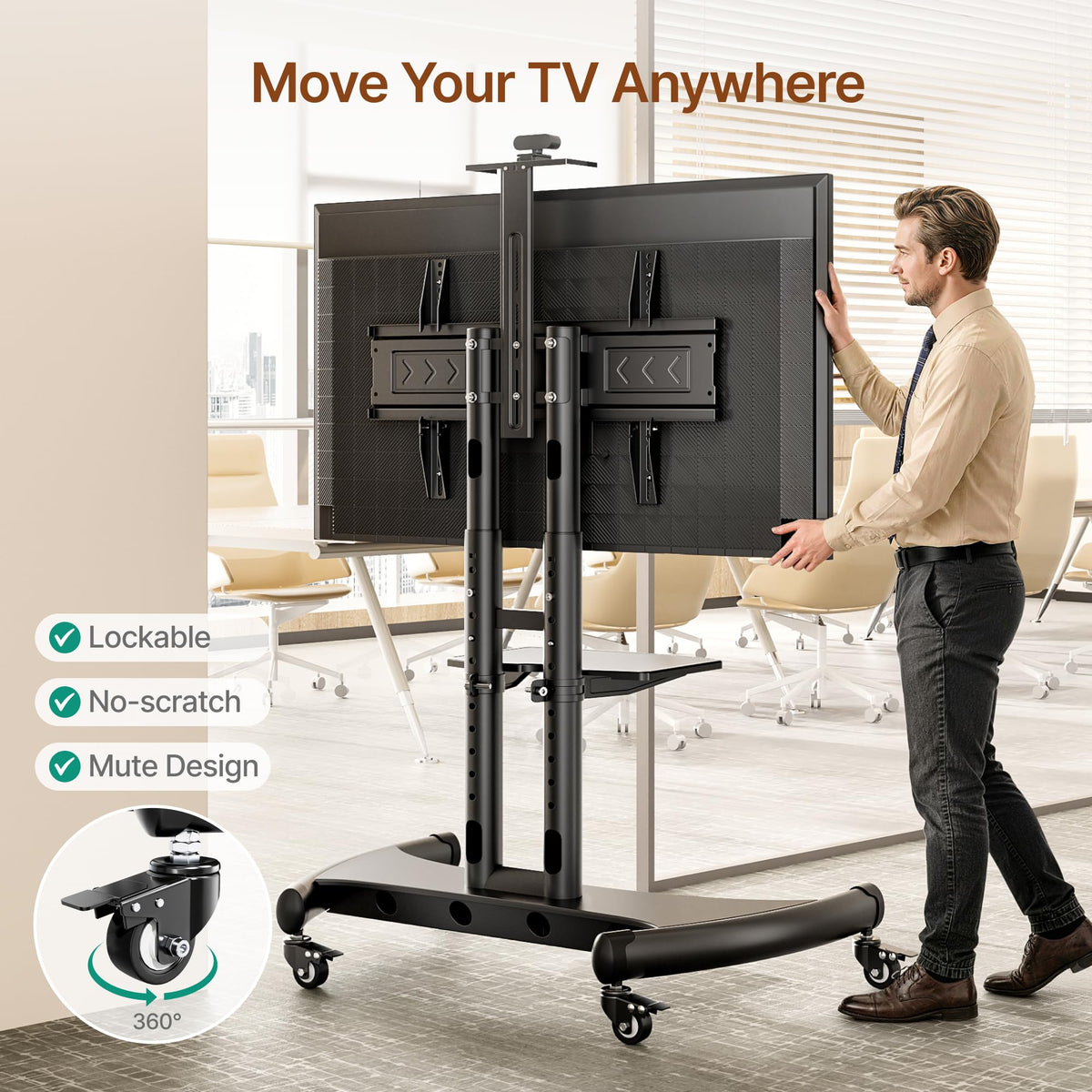 Rolling TV Stand with Shelf for 32-83" TV N644923