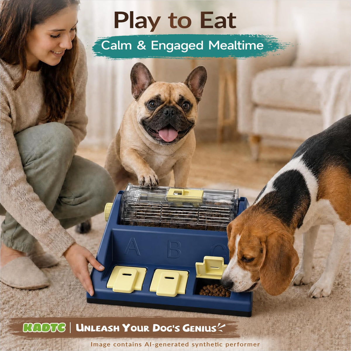 2-Level Dog Puzzle Toy Rotating Treat Dispenser K25697