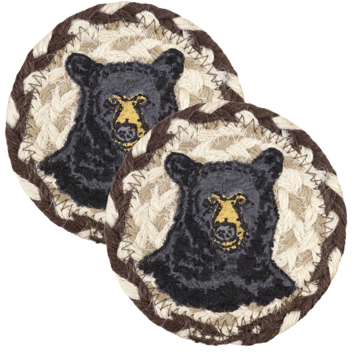 Black Braided Jute Woven Coasters Set of 2 O38989