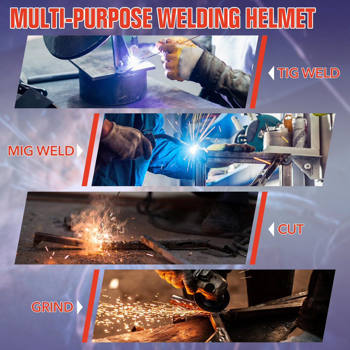 Auto Darkening Solar Powered Welding Helmet with 4 Arc Sensor Z911938