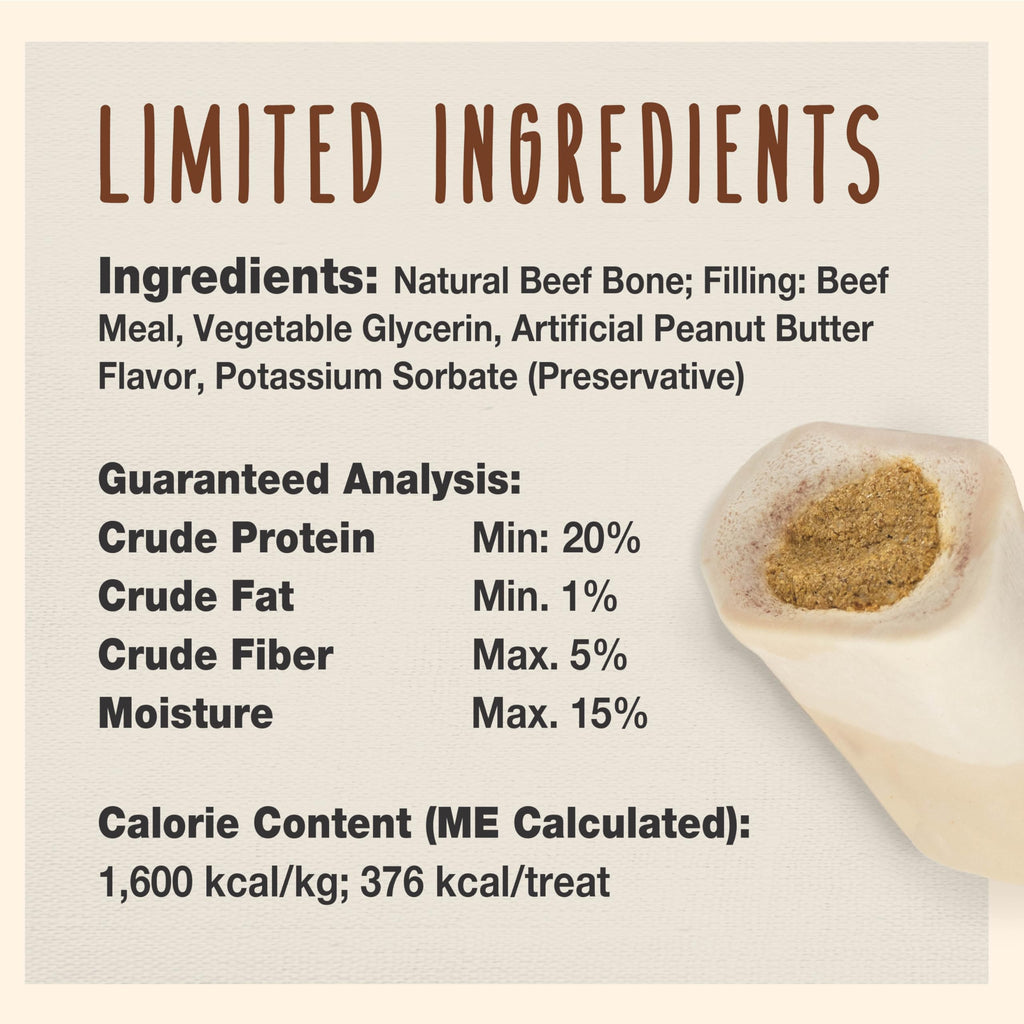 Peanut Butter Flavor Large Stuffed Shin Bones for Dogs B577350