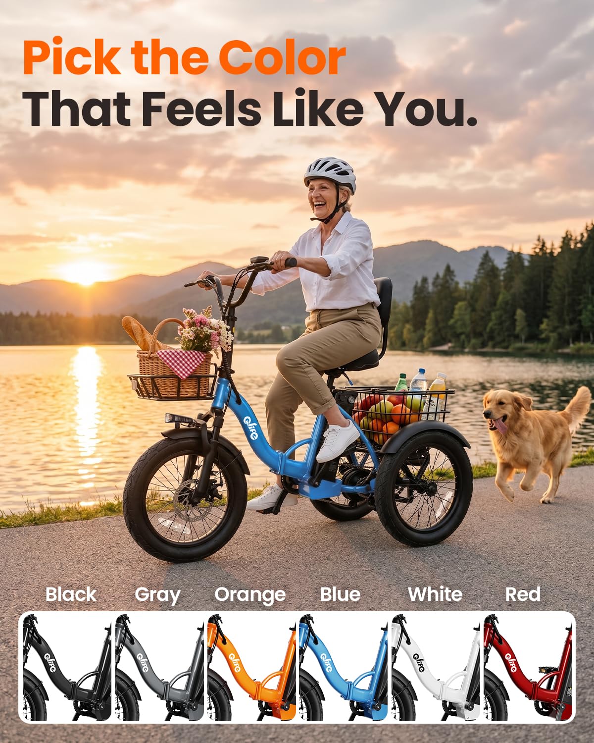 1200W Folding Electric Trike with Cargo Rack V434