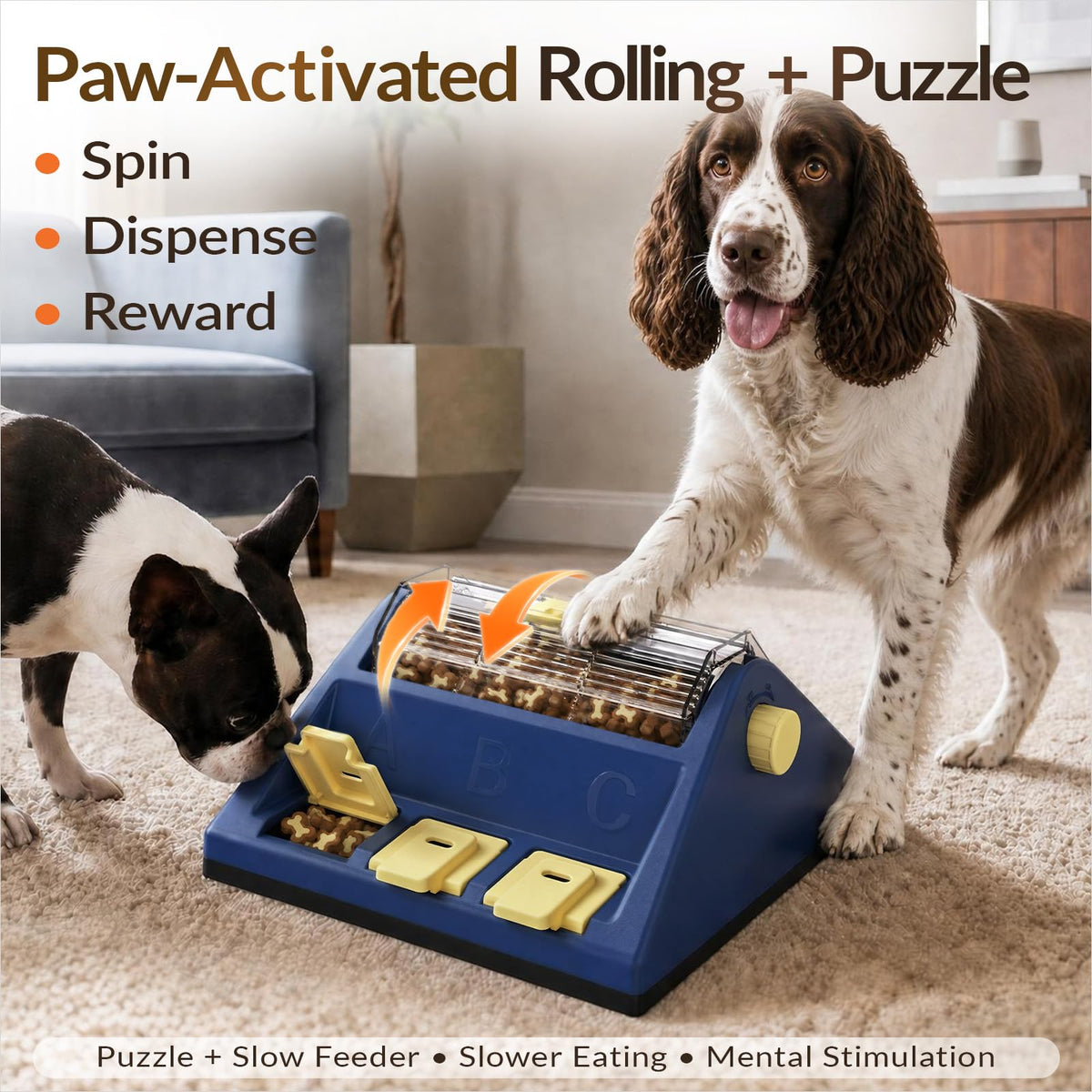 2-Level Dog Puzzle Toy Rotating Treat Dispenser K25697