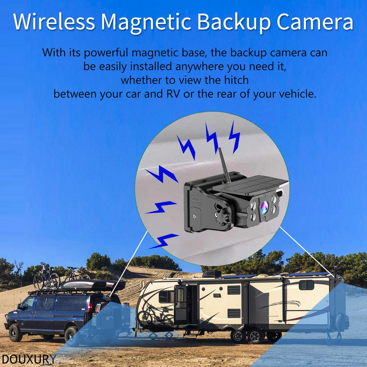 Solar Magnetic Wireless Backup Camera with 5" 1080P Monitor G7310