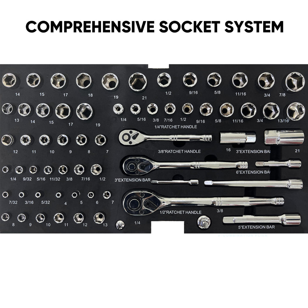 3-Drawer Steel Tool Chest with 439-Piece Mechanics Tool Set G615029