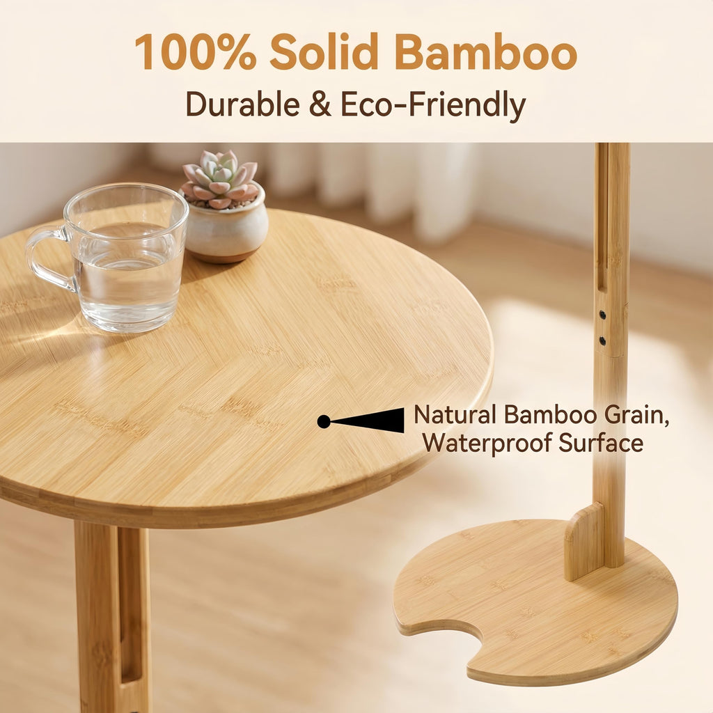 Adjustable Bamboo C Shaped Side Table A26099
