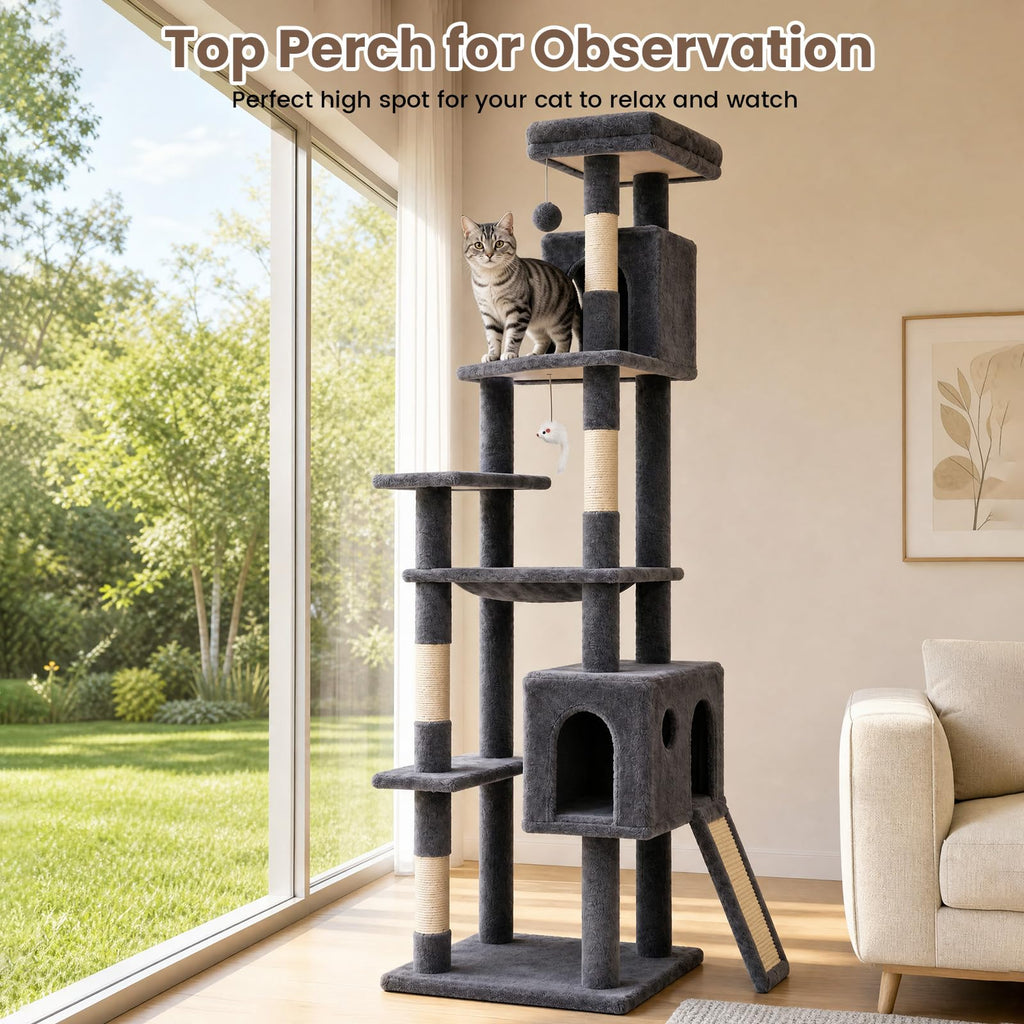 70 Inches Indoor Cat Tree with Ladder S649