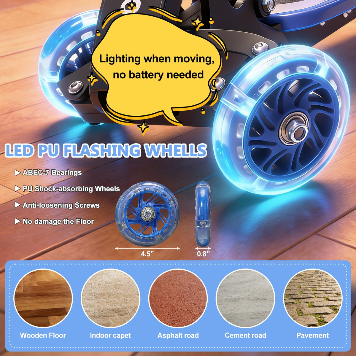 Foldable Metal 3 Wheel Scooter with Adjustable Heights Q255927
