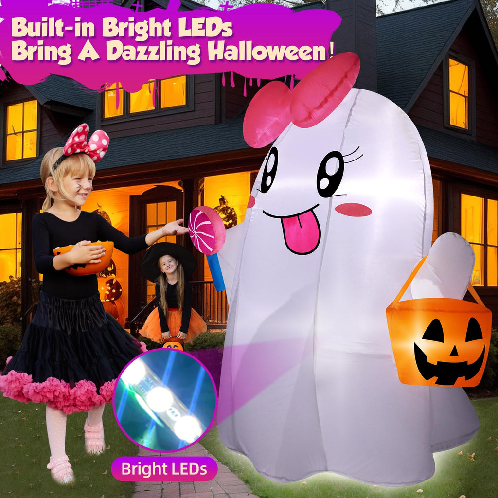 5FT Halloween Inflatables Ghost with Built-in LED Lights Z8790