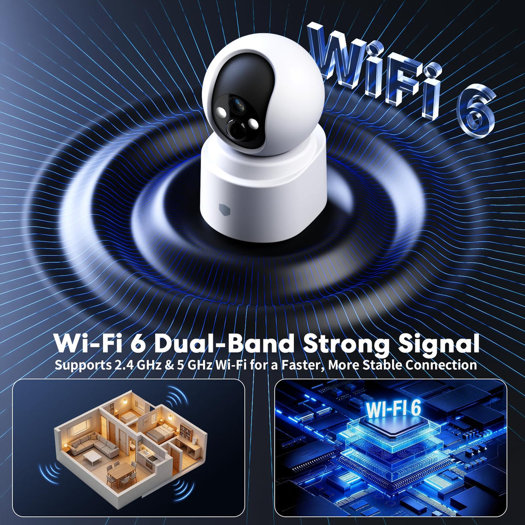 Battery Powered Wireless Indoor Security Camera, 4MP HD Pan/Tilt, 6000mAh Rechargeable, 5G&2.4G WiFi 6 H75585