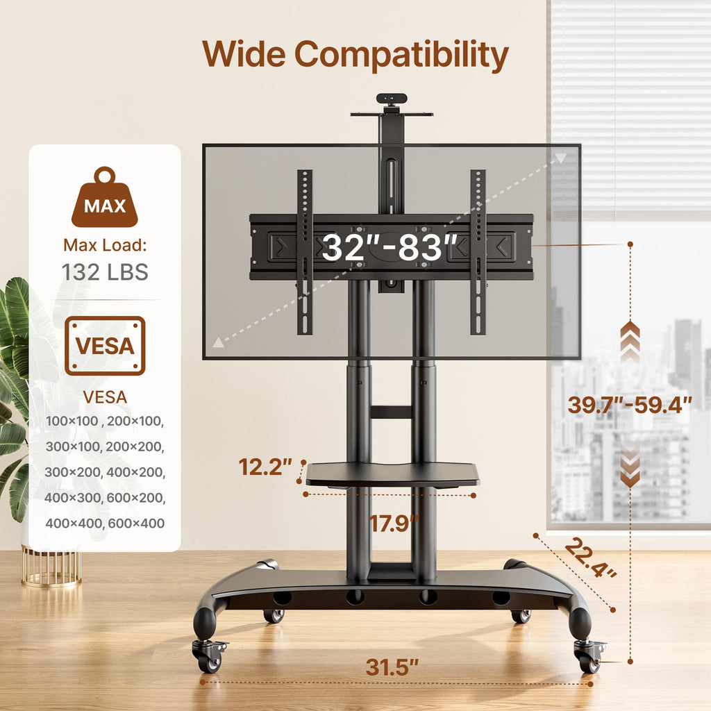 Rolling TV Stand with Shelf for 32-83" TV N644923