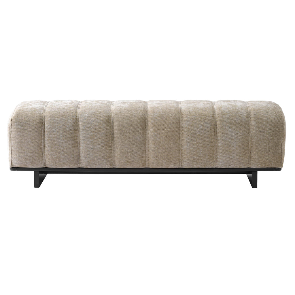 Oatmeal Black Chenille Upholstered Dining Bench R10121
