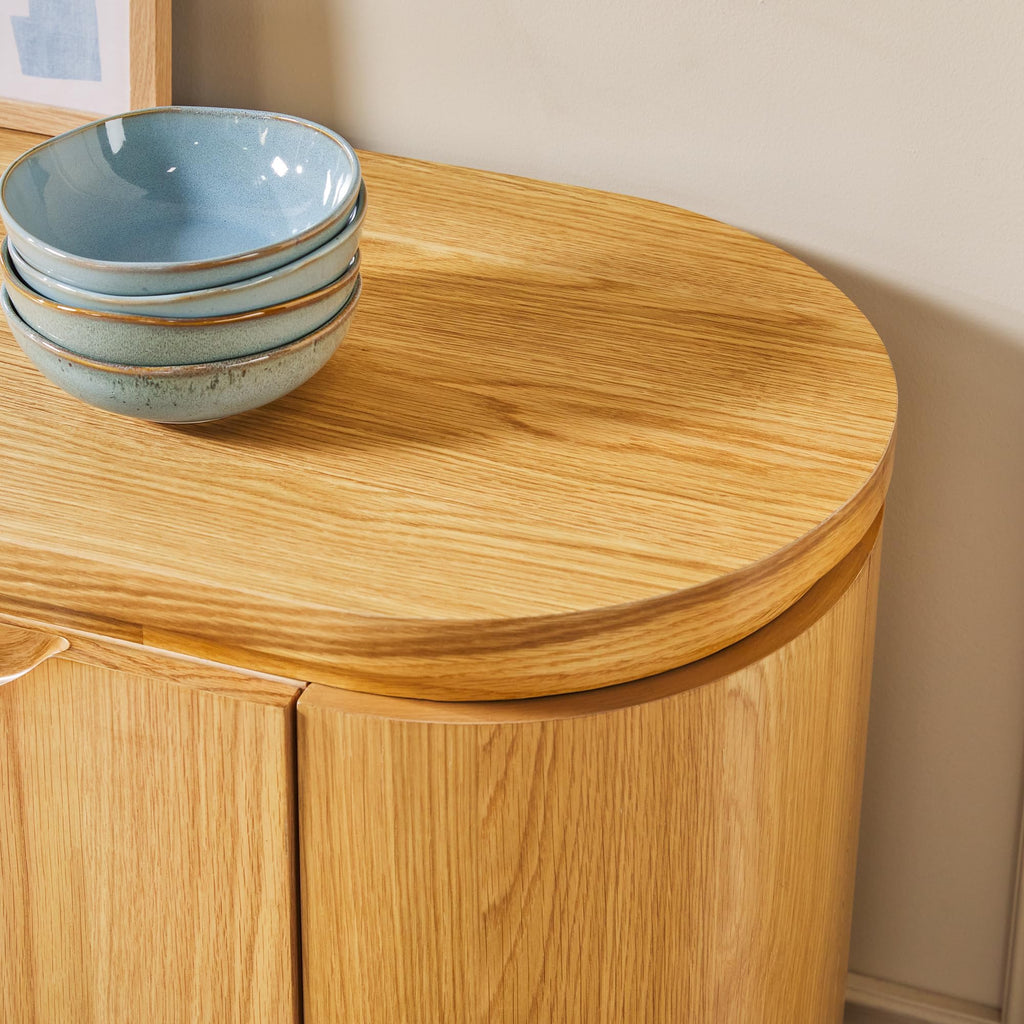 70 Inch White Oak Wood Sideboard TV Stand with Storage Q407172