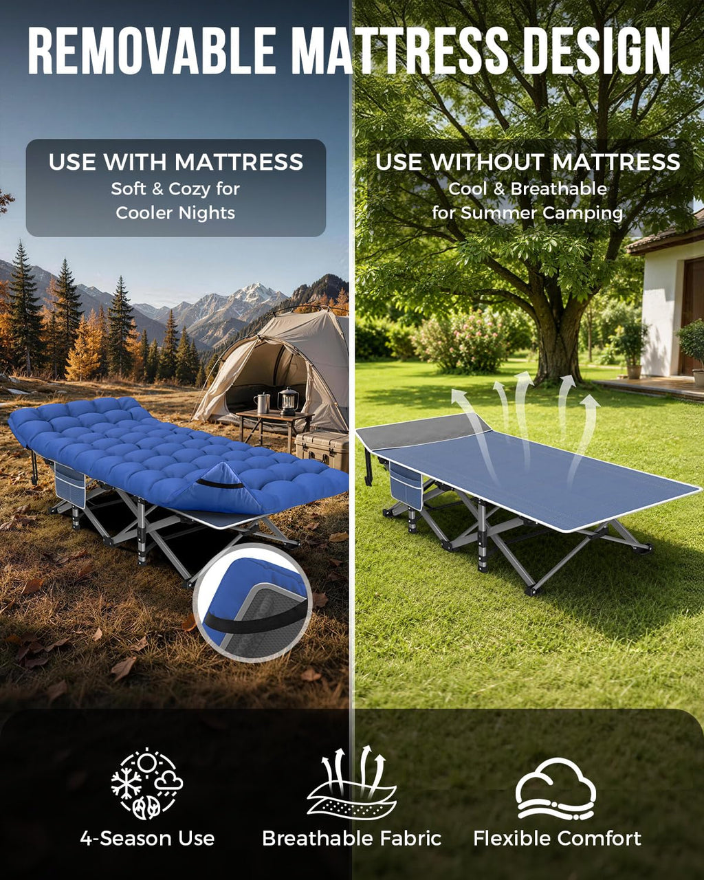 32in XXL Folding Camping Cot with Mattress D77263