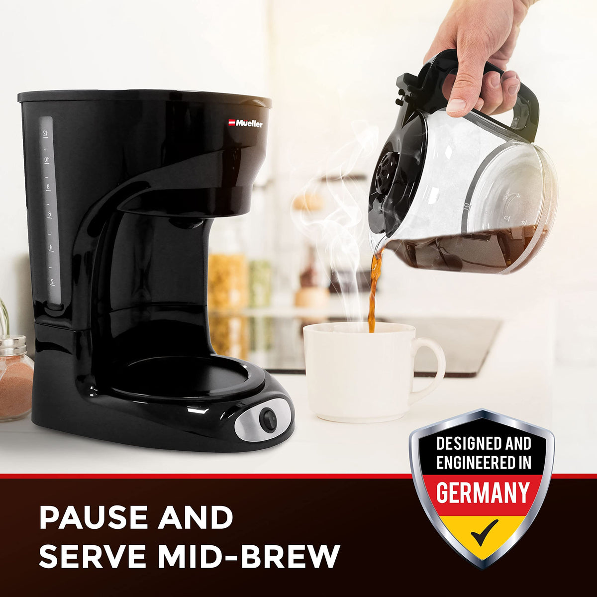 12-Cup Drip Coffee Maker with Glass Carafe U1037