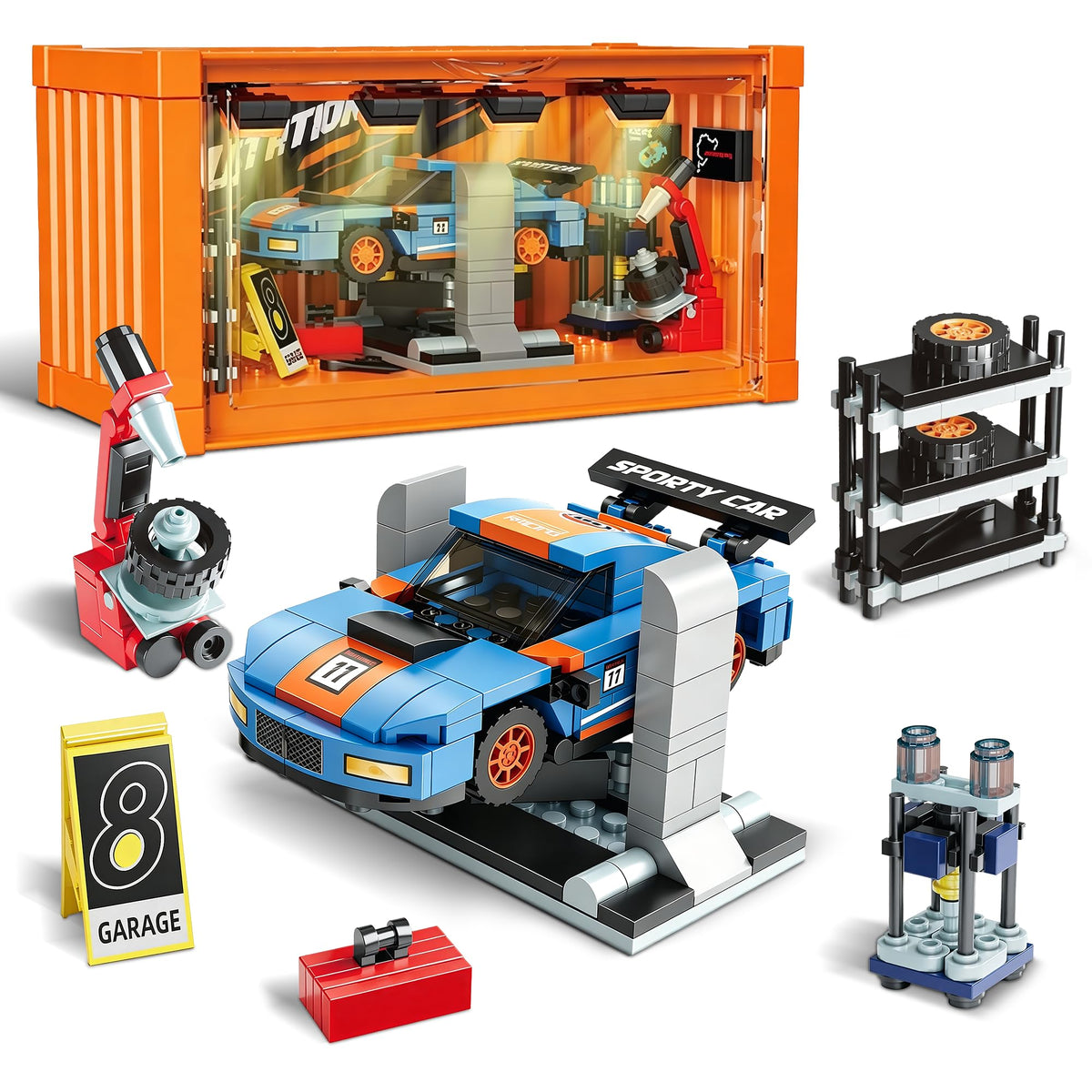 Racing Car Building Toy Set with Container Box M380