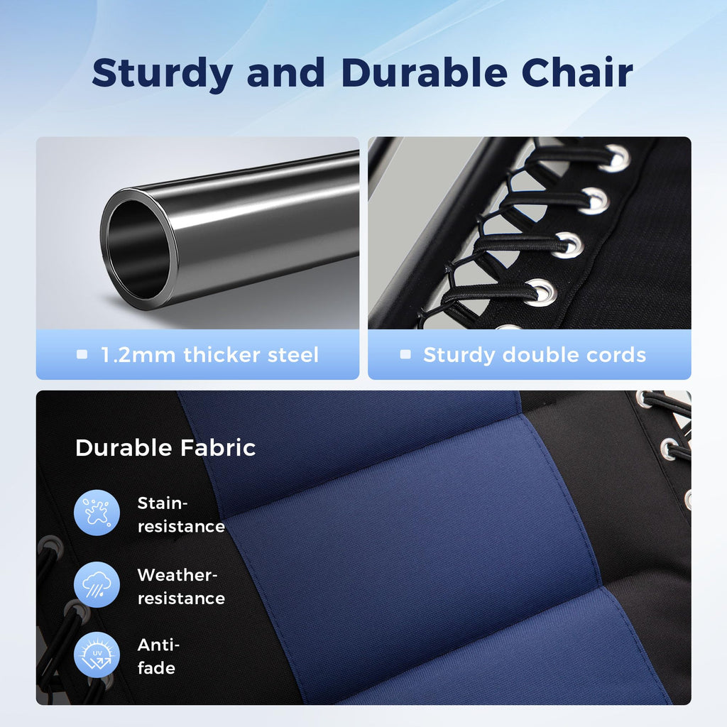 Foldable Zero Gravity Chair Set of 2 Blue B520516