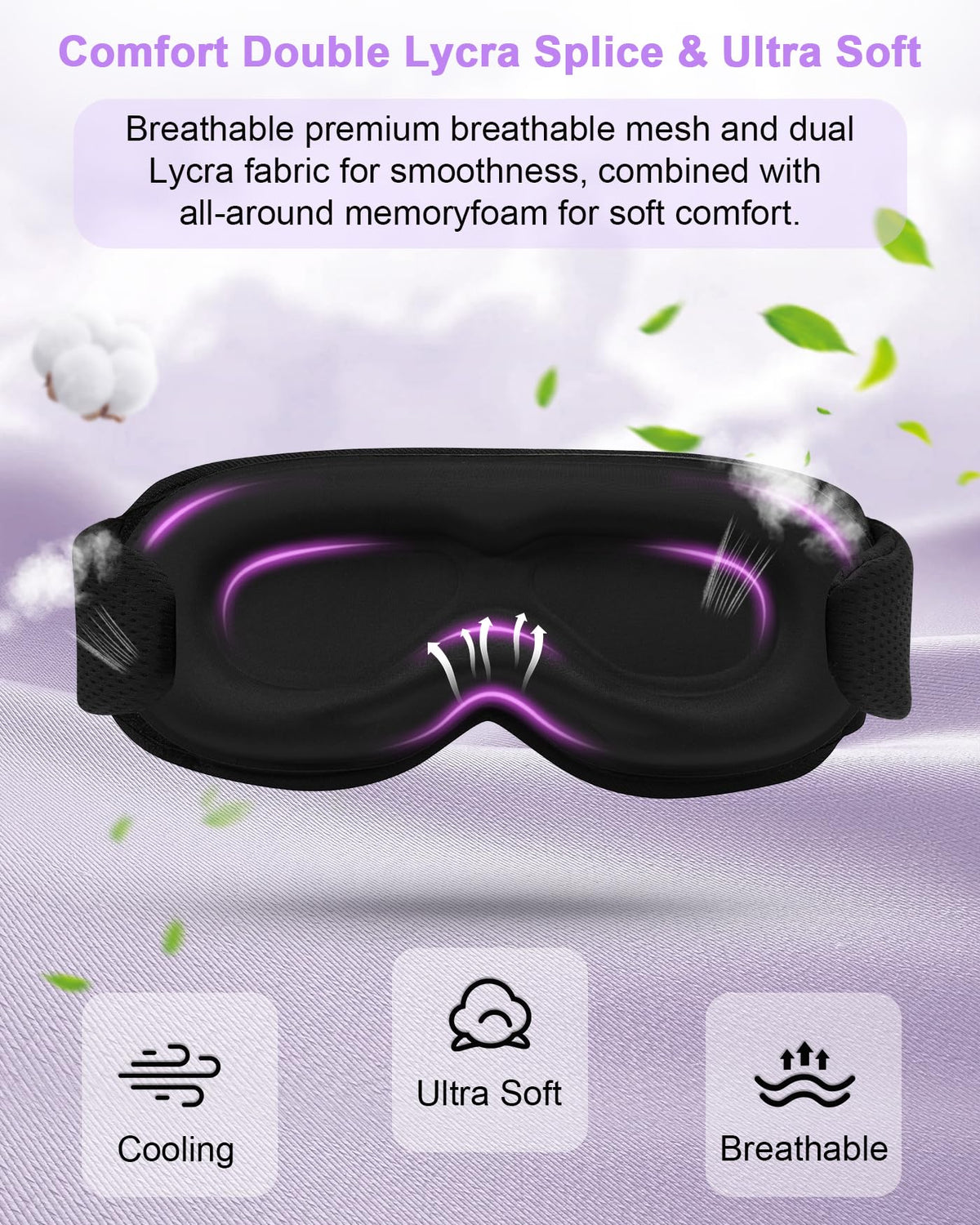 3D Contoured Sleep Mask with Bluetooth Headphones A1961