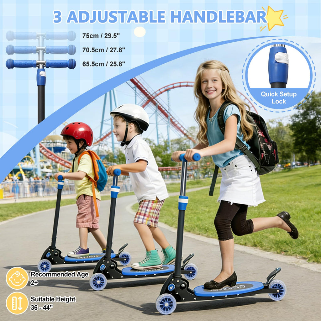 Foldable Metal 3 Wheel Scooter with Adjustable Heights Q255927