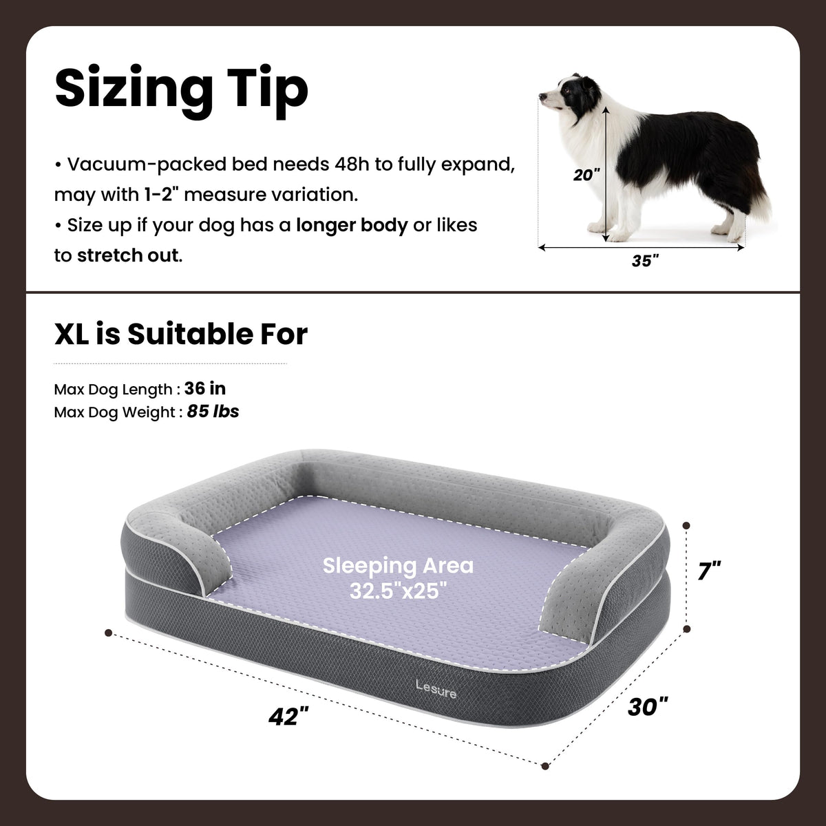 Black 42" Orthopedic Dog Beds F680