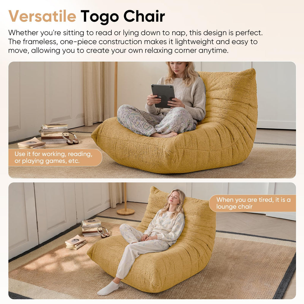 Yellow 1 Seater Bean Bag Chair N33390