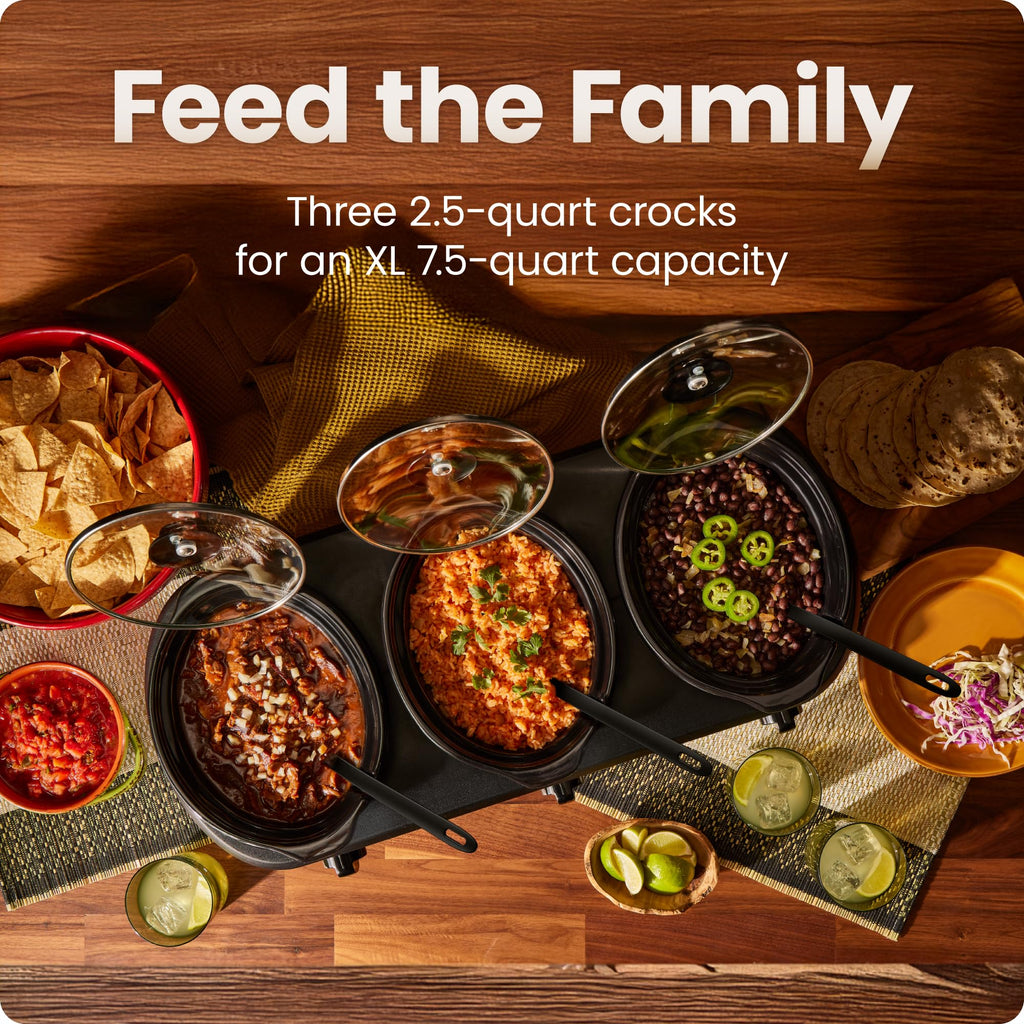 Triple Slow Cooker with 2.5 Qt Ceramic Crocks N2508