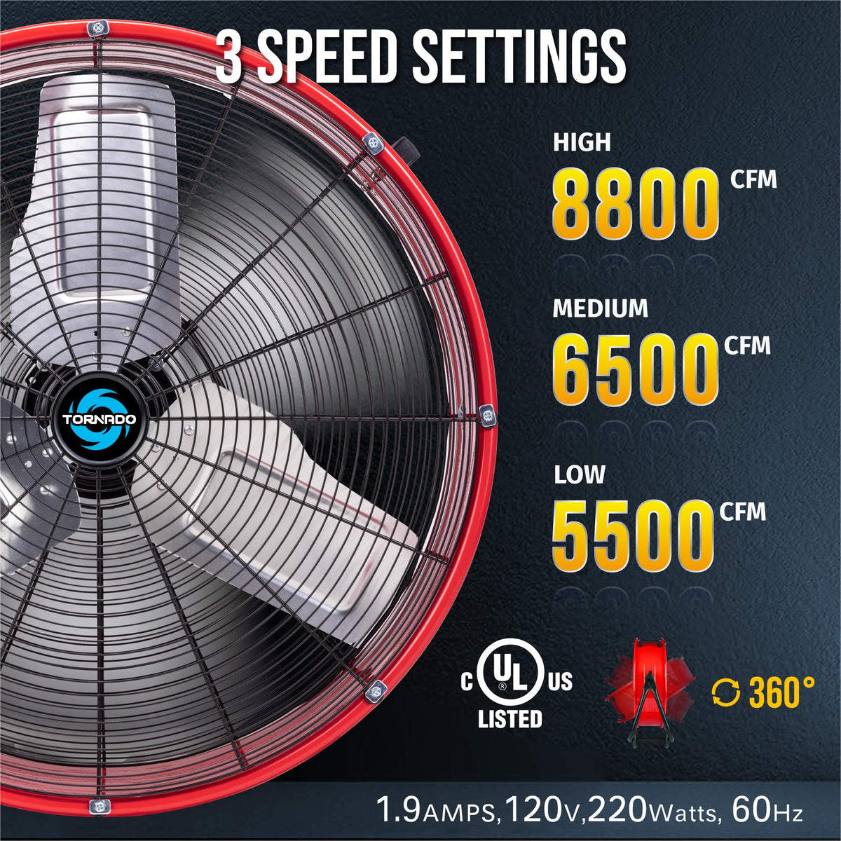 24 Inch High Velocity 3 Speed Metal Drum Fan Y41595