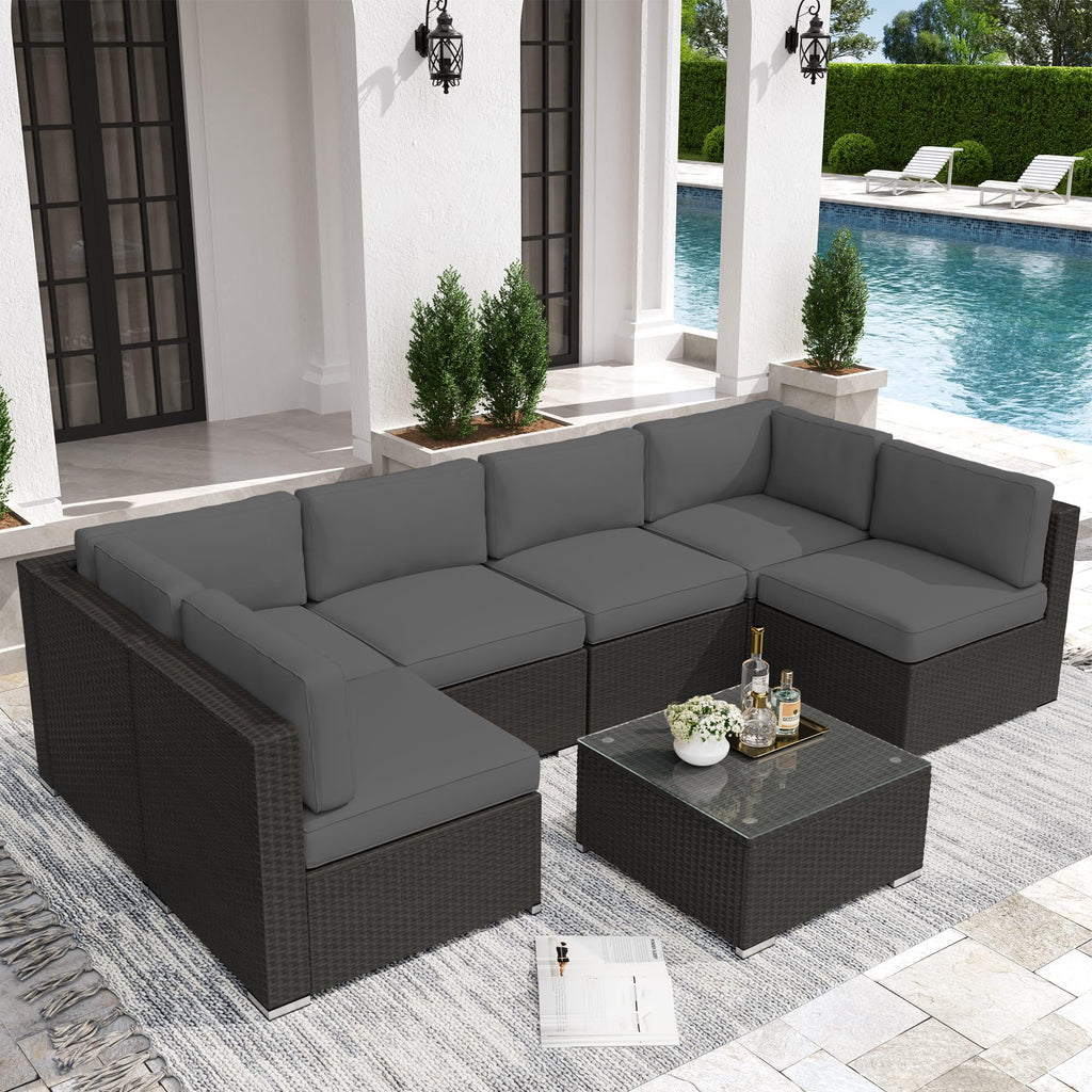 Grey 7-Piece Outdoor Patio Furniture Set W503818