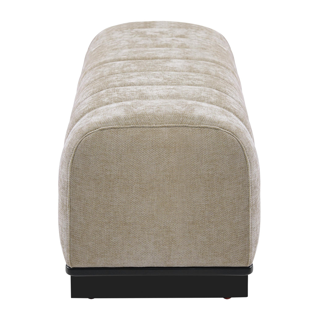Oatmeal Black Chenille Upholstered Dining Bench R10121