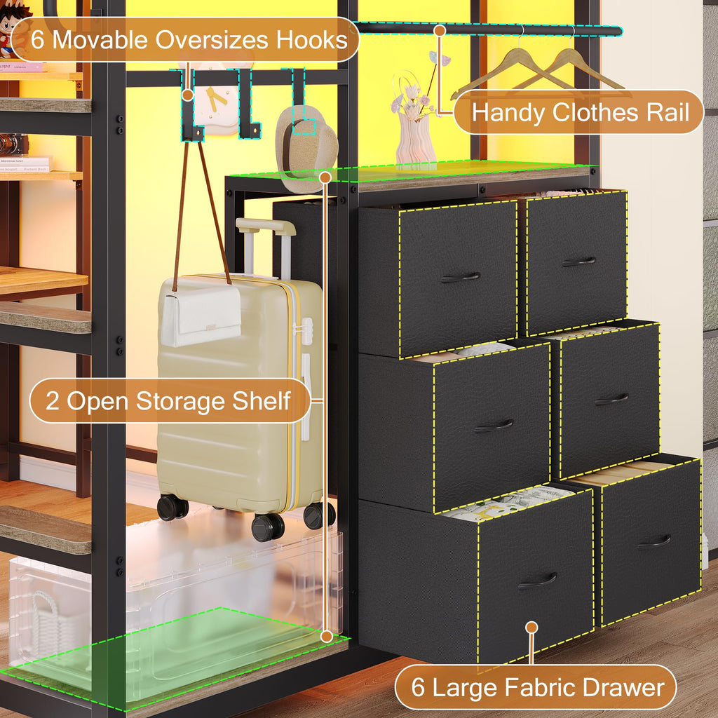 Twin Loft Bed with Storage and 6 Drawers D180