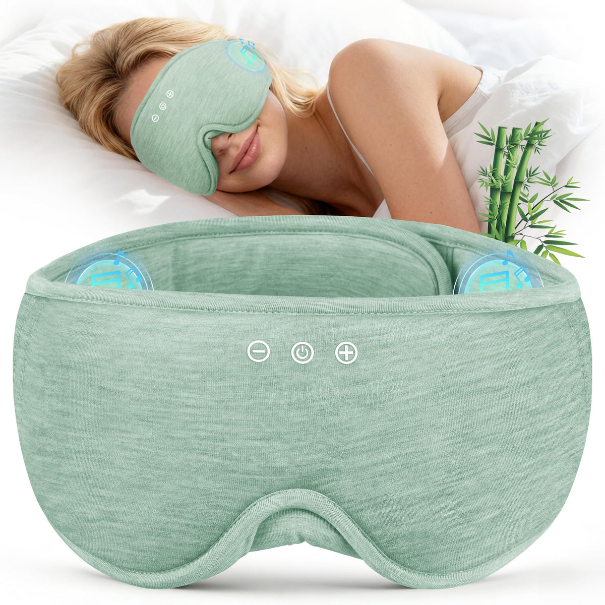 Bluetooth Sleep Headphones Eye Mask Bamboo Fiber P4458