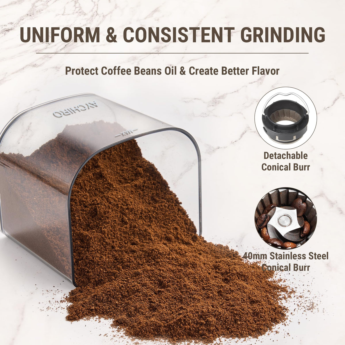 Electric Conical Burr Coffee Grinder with 30 Grind Settings V855825