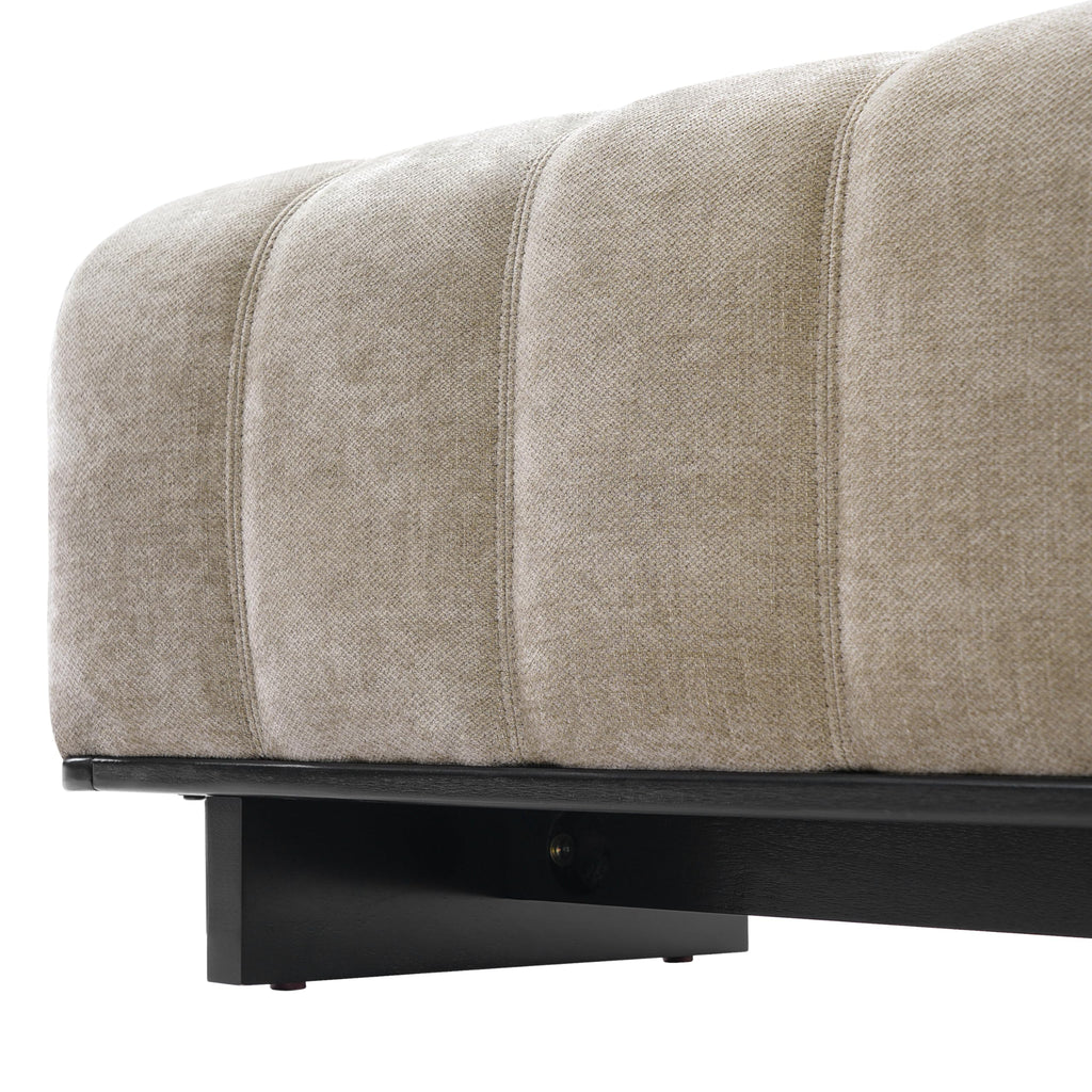 Oatmeal Black Chenille Upholstered Dining Bench R10121