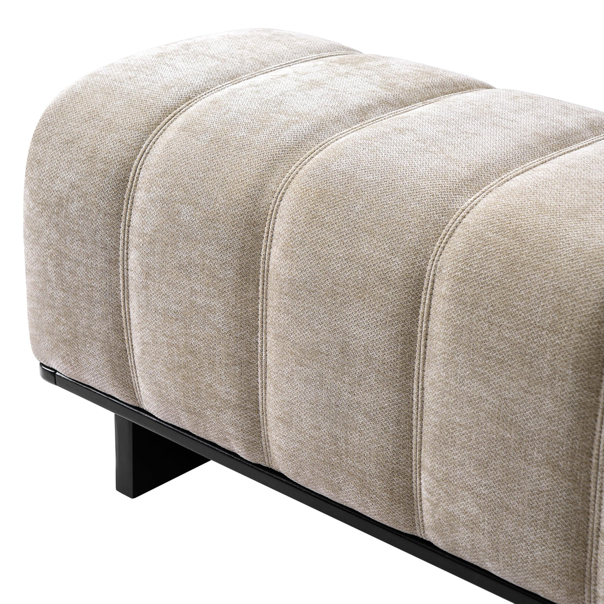 Oatmeal Black Chenille Upholstered Dining Bench R10121